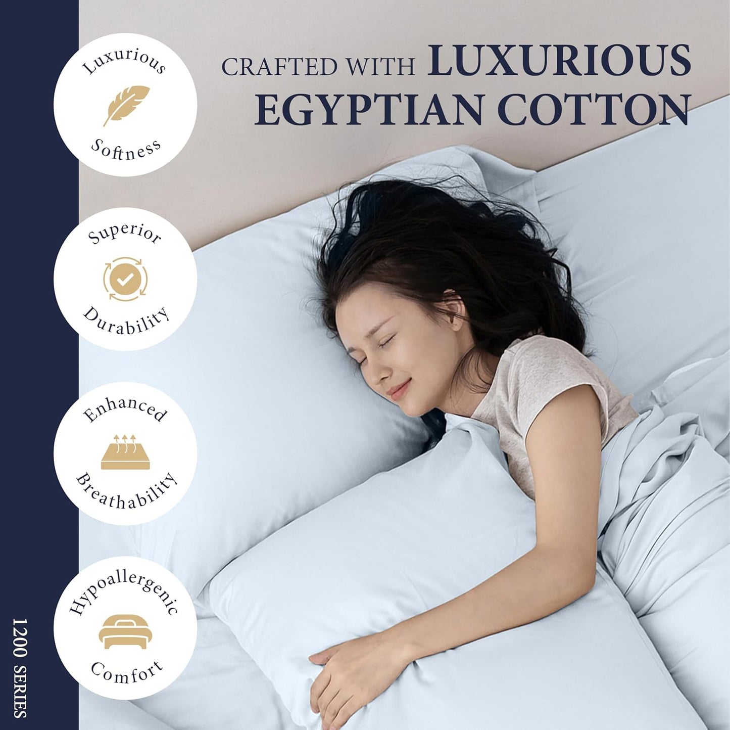 Dluxe Ave. ( CALI./ KING ) 4 Pcs 100% Egyptian Cotton Sheets/ Light Blue