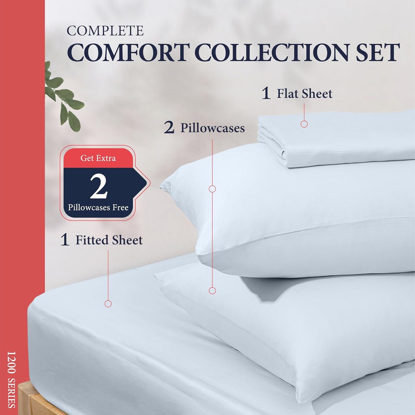Dluxe Ave. ( CALI./ KING ) 4 Pcs 100% Egyptian Cotton Sheets/ Light Blue