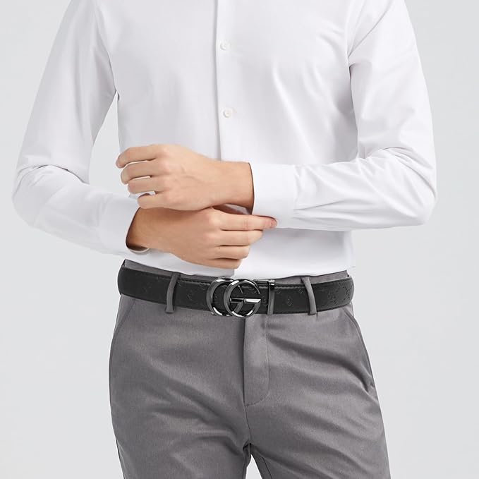 Dluxe Ave. Men Leather Belt Business/ Black