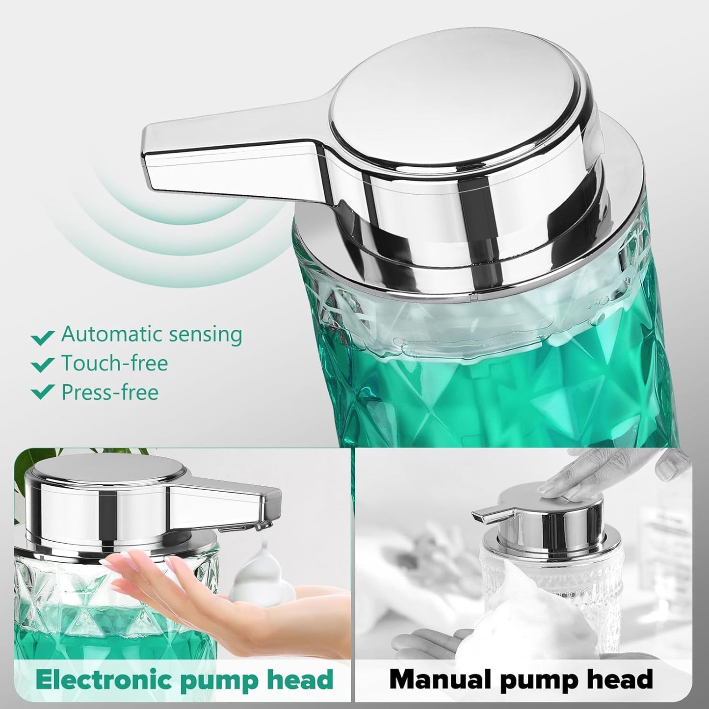 Dluxe Ave. 8 OZ Glass Auto Soap Dispenser for Bathroom