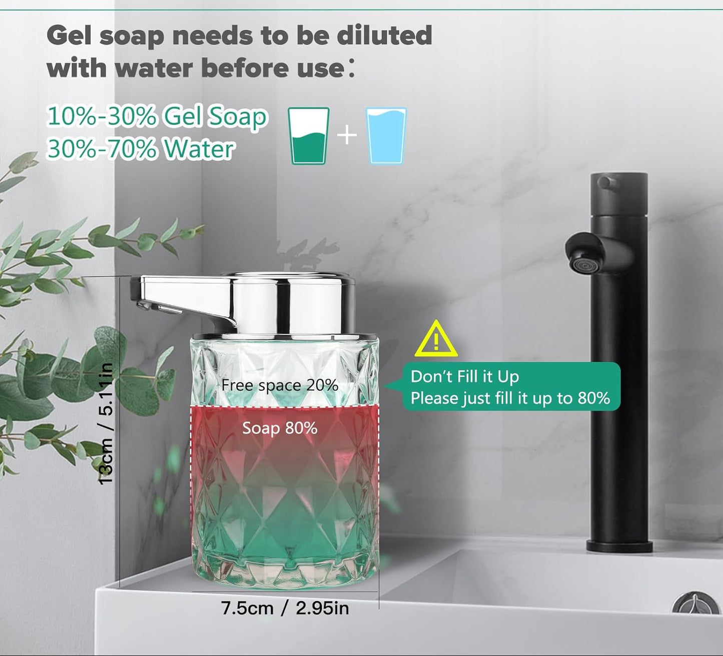 Dluxe Ave. 8 OZ Glass Auto Soap Dispenser for Bathroom