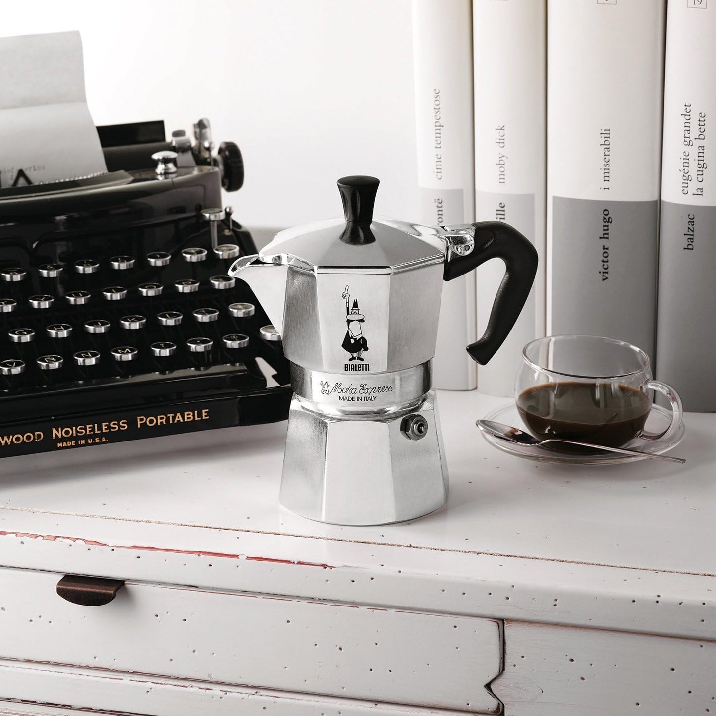 Dluxe Ave. Iconic Stovetop Espresso Maker/ Italian Coffee/ 3 Cups (4.3 Oz - 130 Ml)  Silver