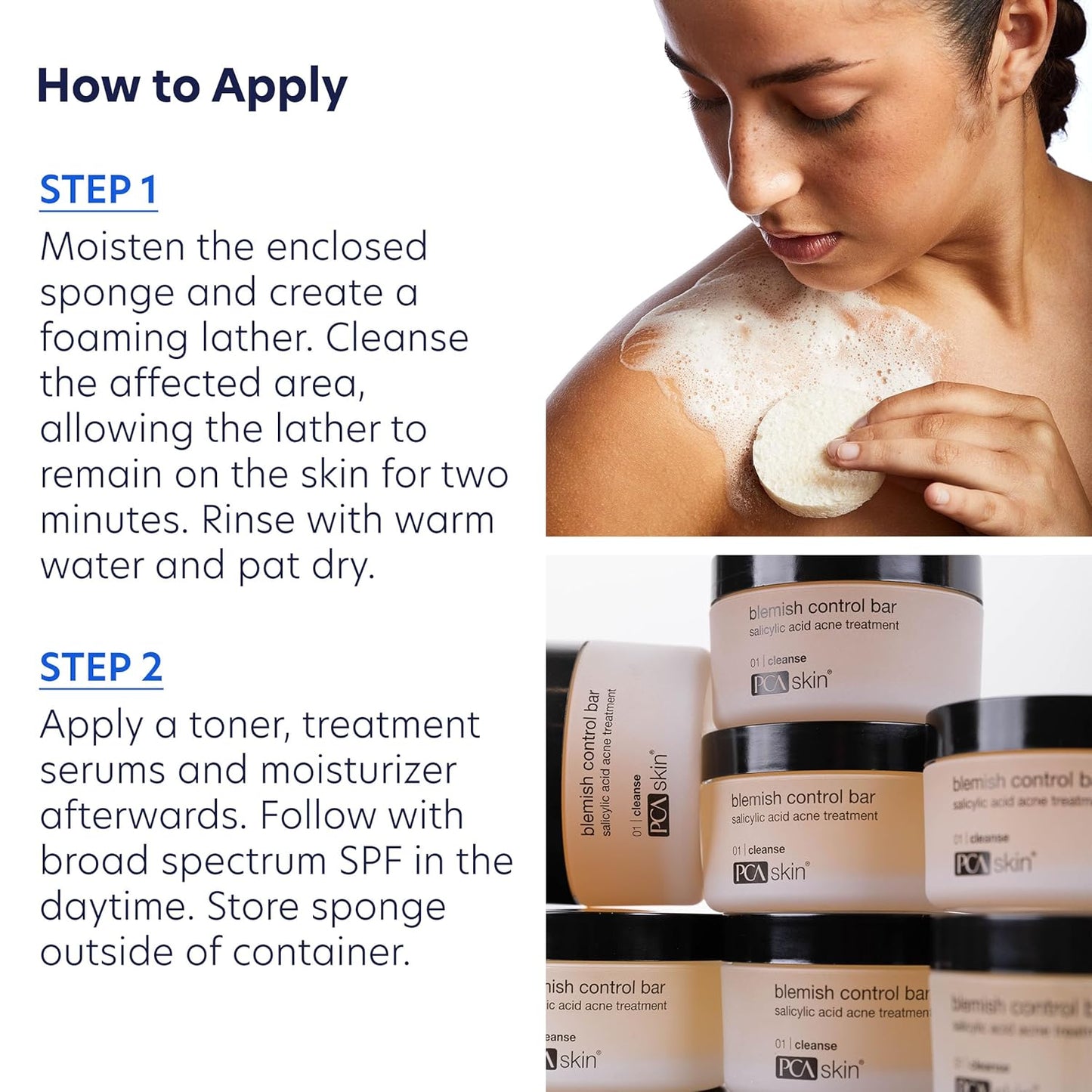 Dluxe Ave. PCA SKIN Blemish Control Acne Cleanser Bar with 2% Salicylic Acid Acne Wash for Face and Body 3.2 fl oz Jar