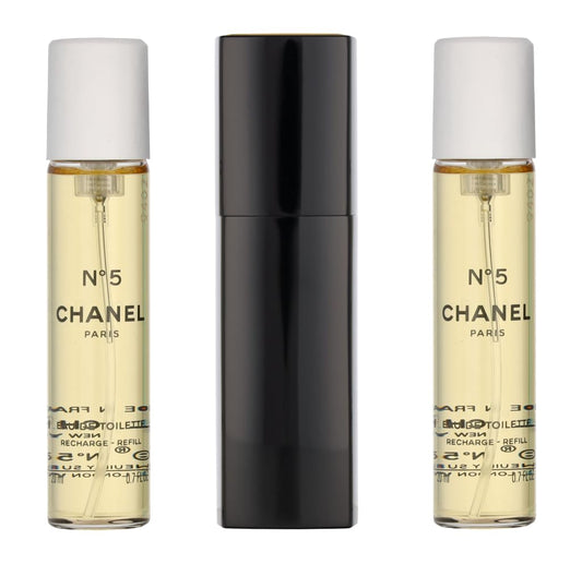 Dluxe Ave. No. 5 by Chanel for Women Set (Eau De Toilette Spray 0.7 Ounce Two Eau De Toilette Refills 0.7 Ounce Each)