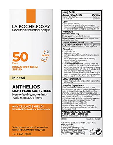 Dluxe Ave. La Roche-Posay Anthelios Mineral Ultra-Light Face Sunscreen SPF 50 Zinc Oxide Sunscreen for Face 100% Mineral Sunblock Oil Free Sunscreen for Sensitive Skin Daily Sun Protection