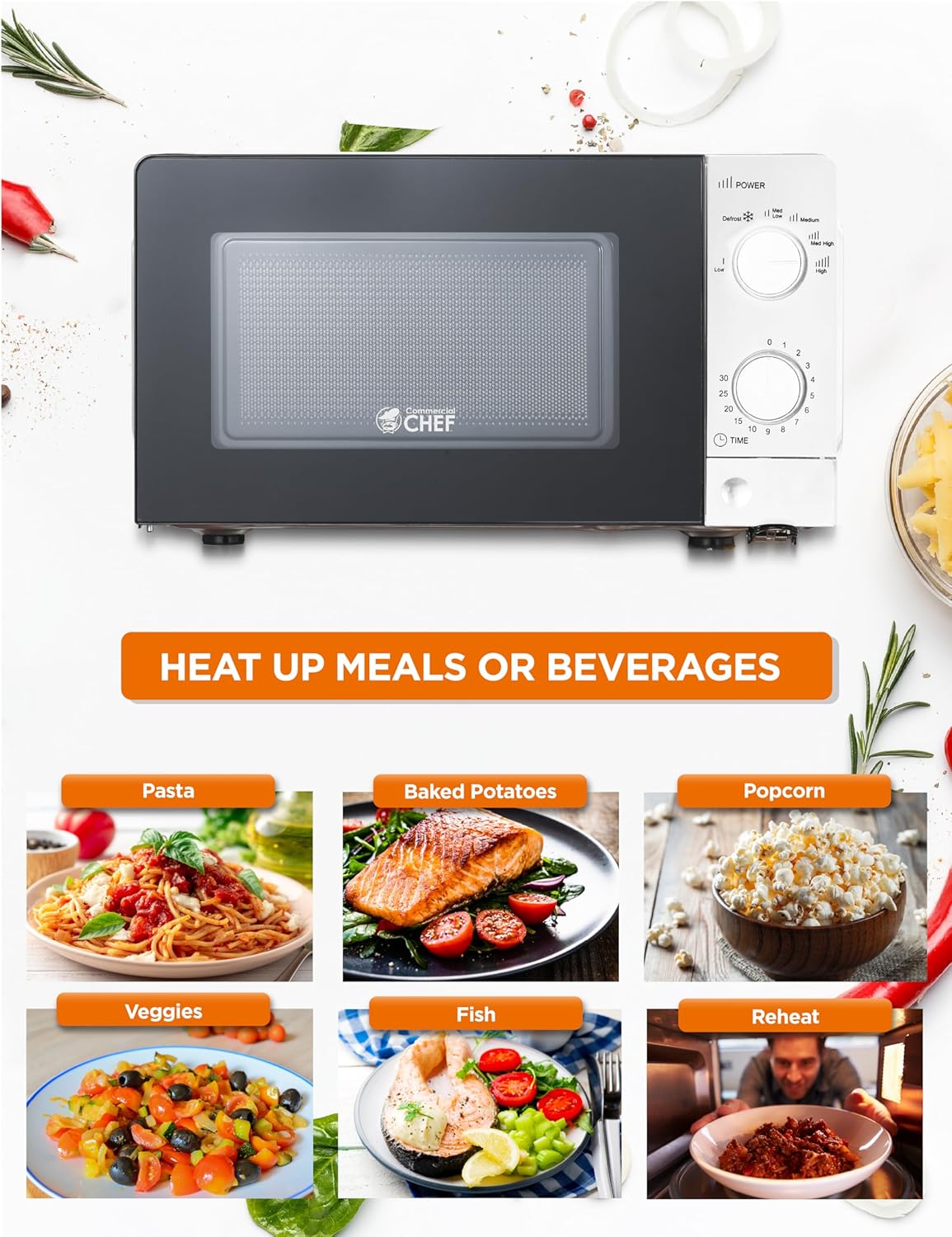 Dluxe Ave. 0.6 Cubic Foot Microwave / Power Levels Small Microwave 700W Countertop, White