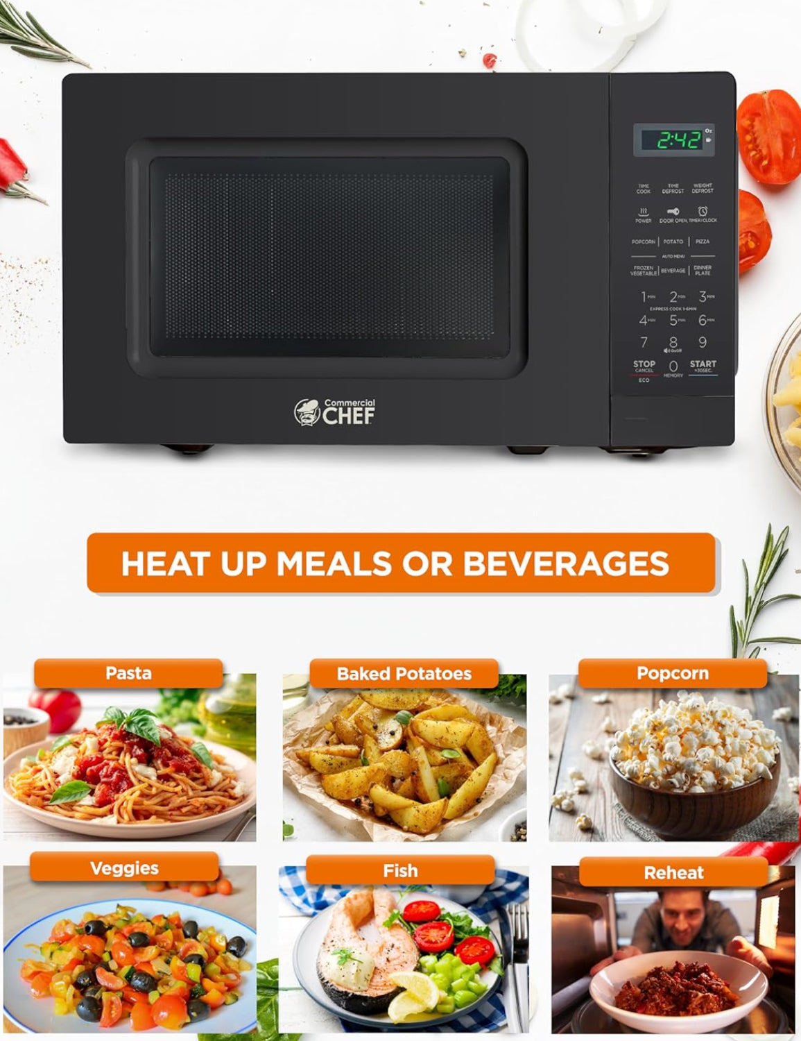 Dluxe Ave. 0.7 Cubic Foot Microwave with 10 Power Levels, Small Microwave with Pull Handle, Black