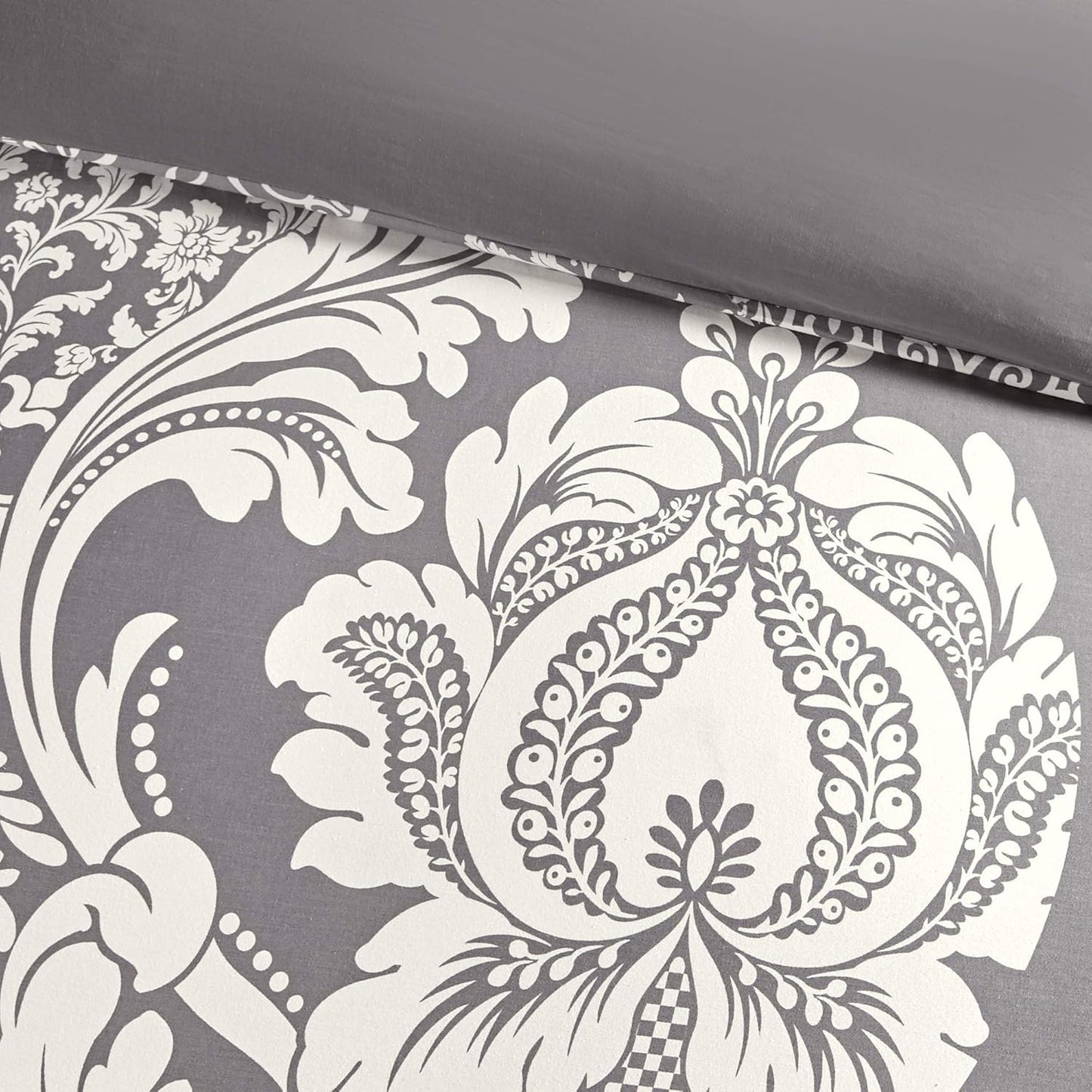 Dluxe Ave. (  CALI./ KING) 7 Pcs Vienna Sateen Cotton Comforter Set/ for All Season Down Alternative/ Grey