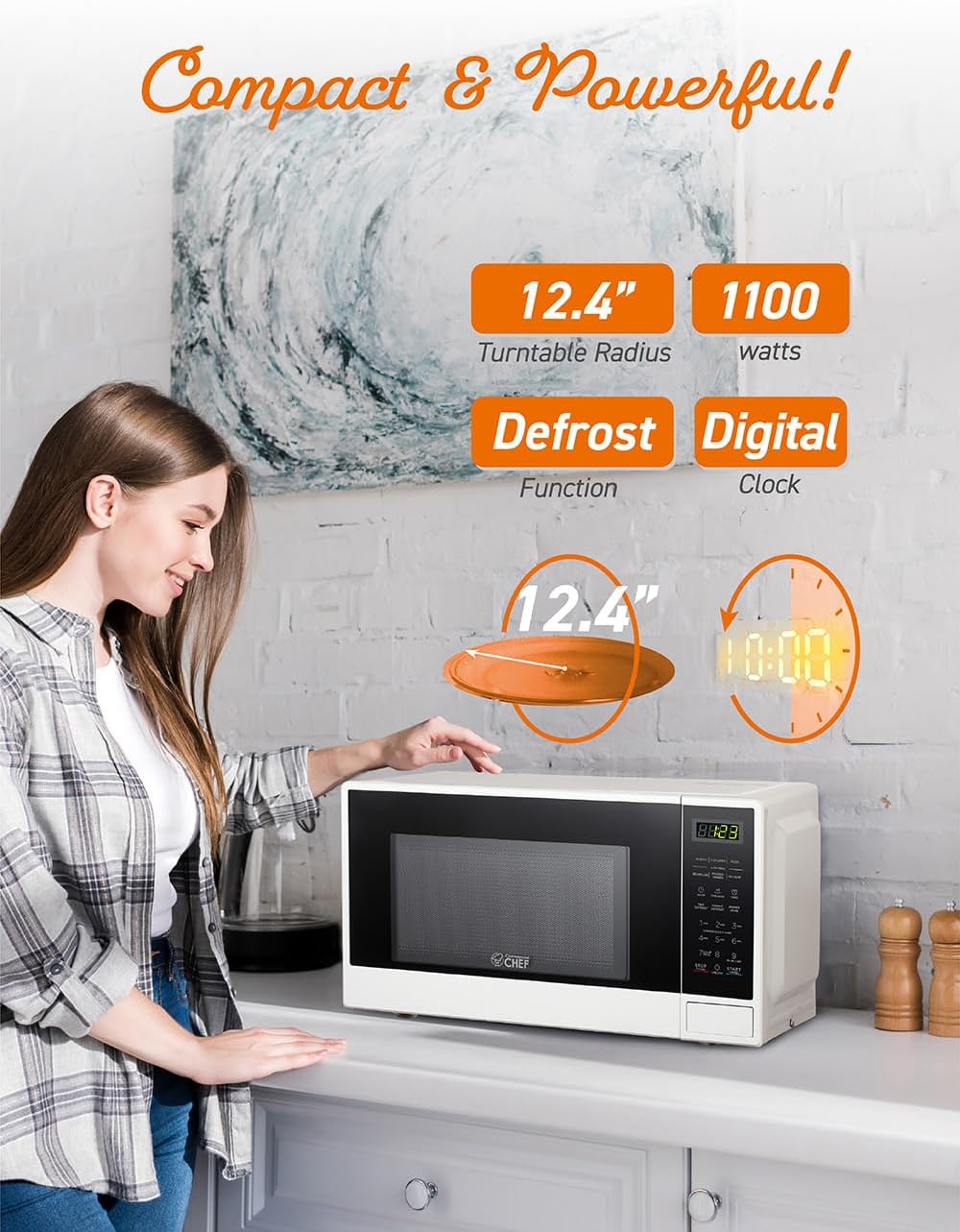 Dluxe Ave. Countertop Microwave 1.1 Cubic feet White