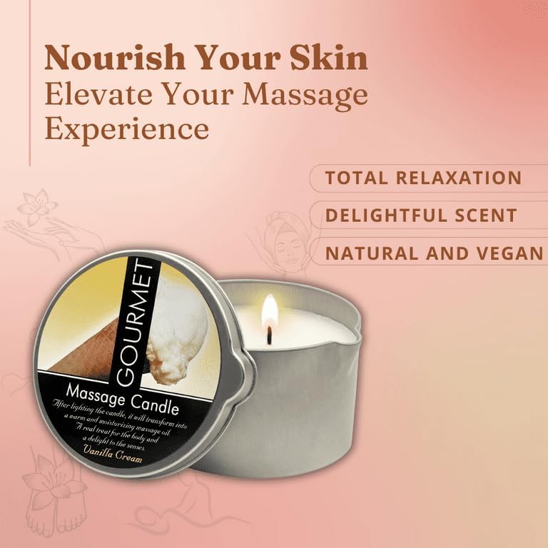 Dluxe Ave. Massage Oil Candle, Vanilla Cream Scent, Vegan Moisturizing, Luxurious Body Oil Experience 6.76oz
