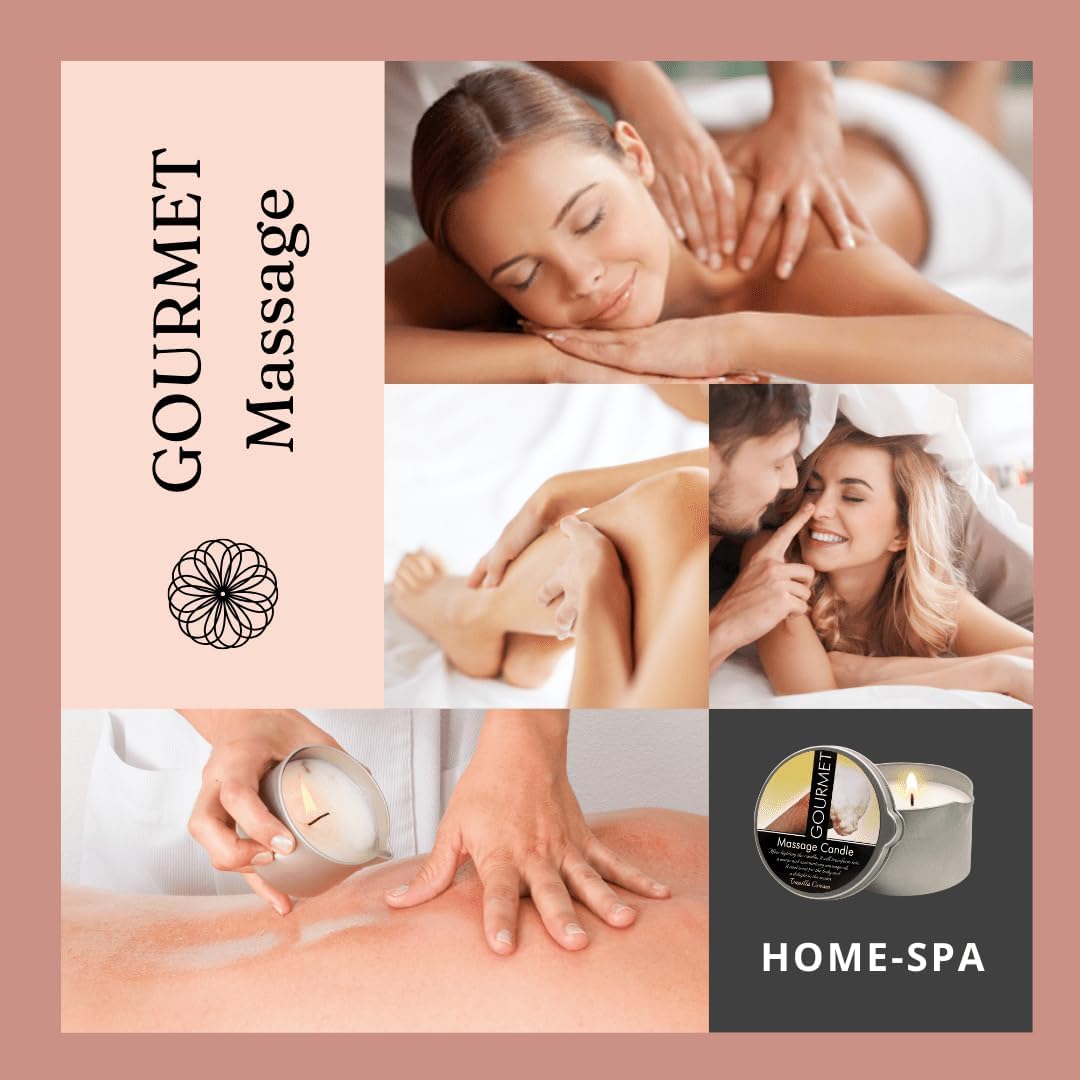 Dluxe Ave. Massage Oil Candle, Vanilla Cream Scent, Vegan Moisturizing, Luxurious Body Oil Experience 6.76oz