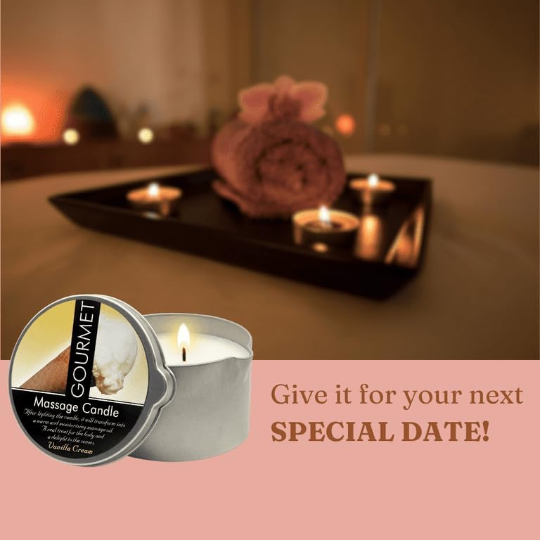 Dluxe Ave. Massage Oil Candle, Vanilla Cream Scent, Vegan Moisturizing, Luxurious Body Oil Experience 6.76oz