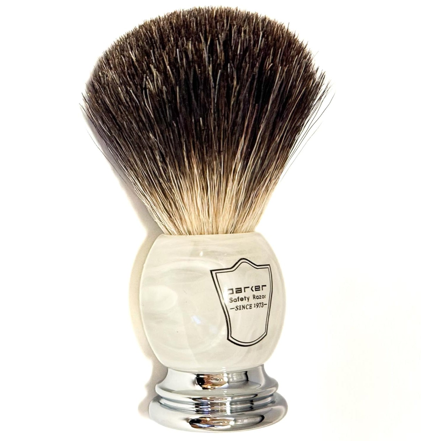 Dluxe Ave.  100% Black Badger Bristle Shaving Brush with Ivory Marbled Handle