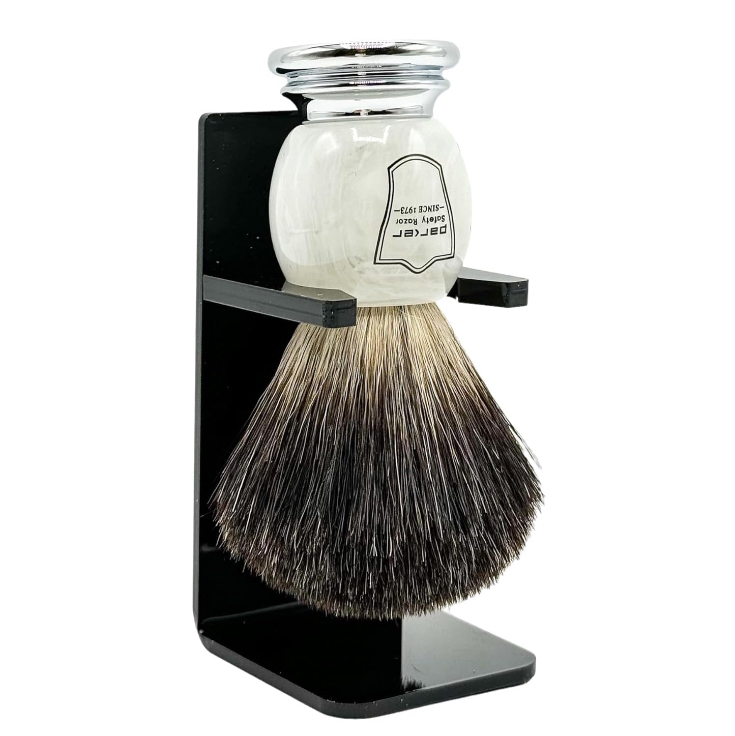 Dluxe Ave.  100% Black Badger Bristle Shaving Brush with Ivory Marbled Handle
