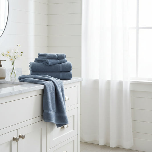 Dluxe Ave. Premium 6 Piece Hand Towels Set 100%/ Turkish Cotton (Blue)
