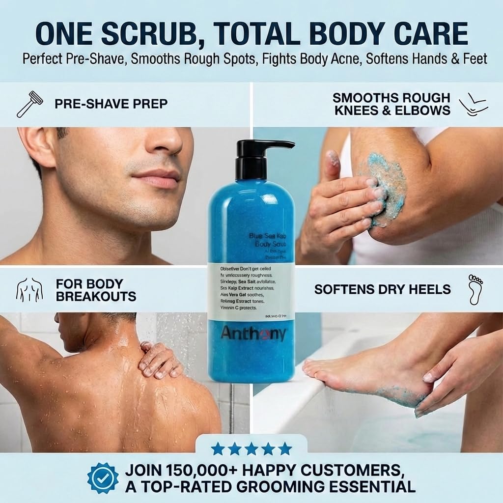 Dluxe Ave. Anthony Exfoliating Body Scrub Sea Salt Vitamin C & Aloe Vera, Body Wash 32 Fl Oz