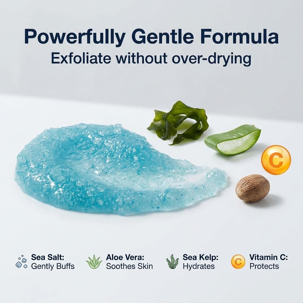 Dluxe Ave. Anthony Exfoliating Body Scrub Sea Salt Vitamin C & Aloe Vera, Body Wash 32 Fl Oz