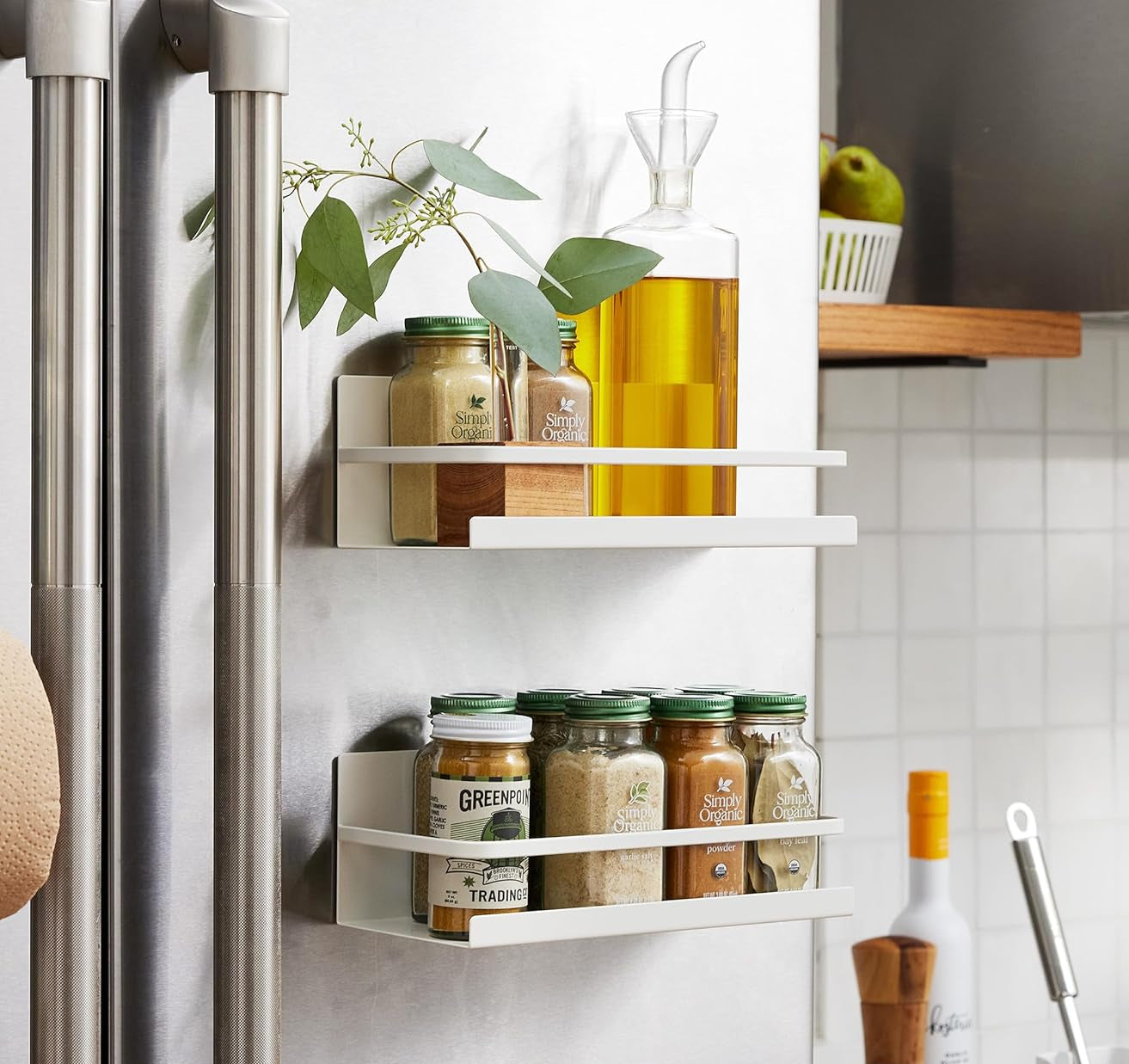 Dluxe Ave. Magnetic Spice Storage Rack Organizer For Fridge - Steel White