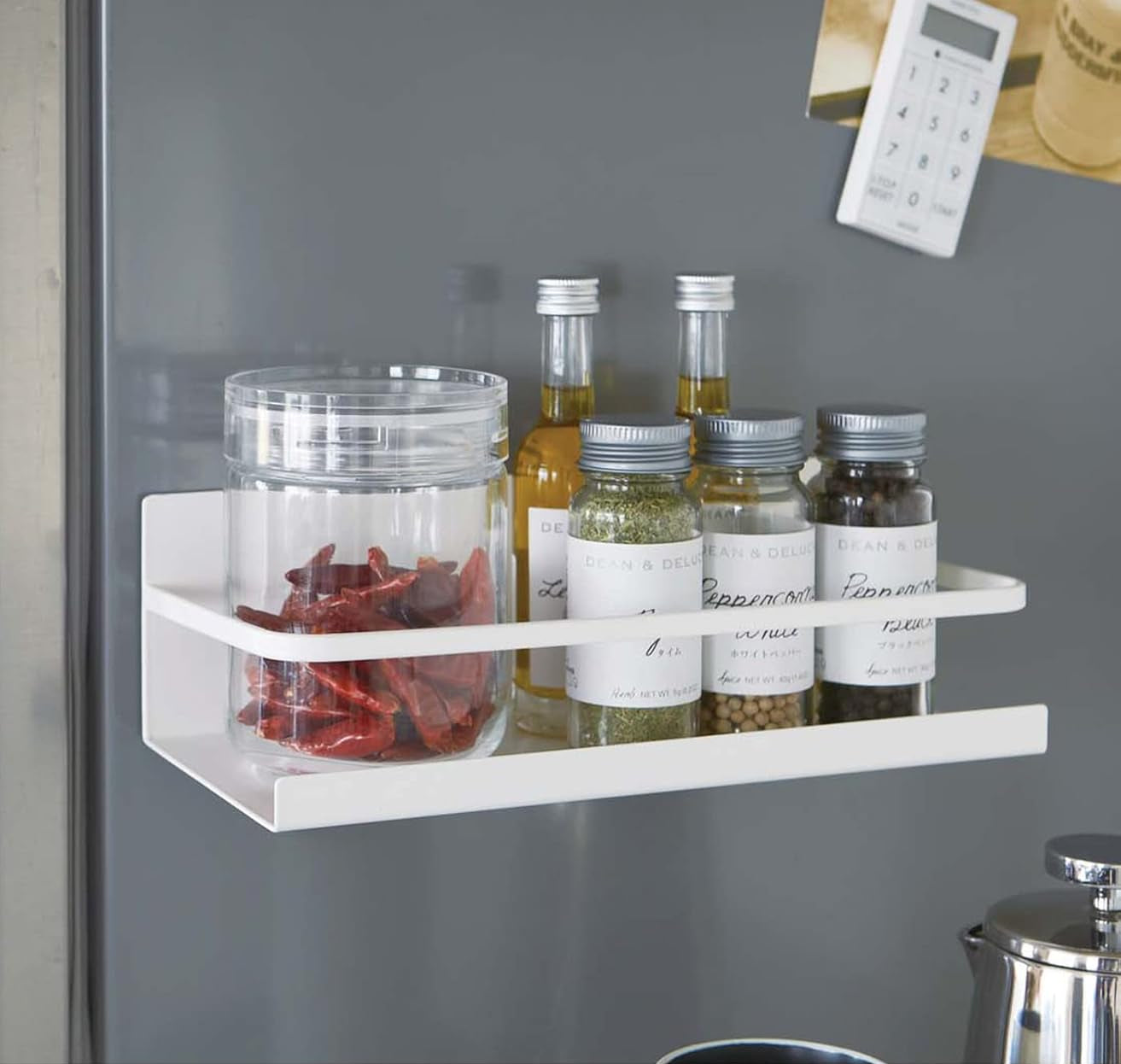 Dluxe Ave. Magnetic Spice Storage Rack Organizer For Fridge - Steel White
