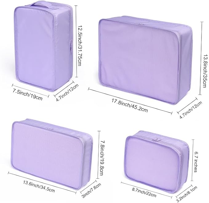 Dluxe Ave. Travel Packing Organizers with Shoe Bag/ Purple
