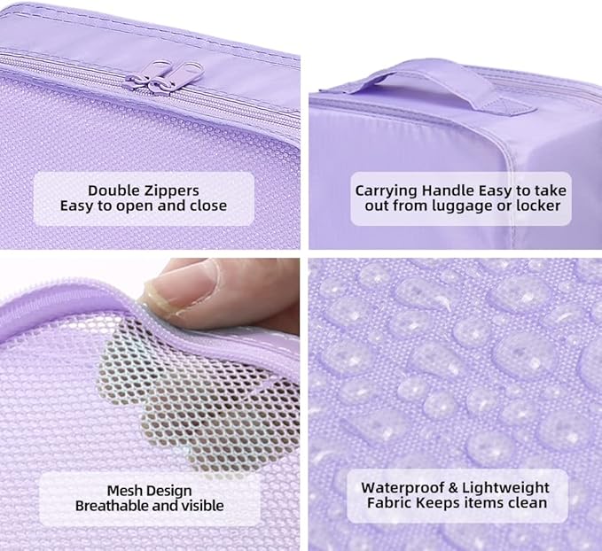 Dluxe Ave. Travel Packing Organizers with Shoe Bag/ Purple