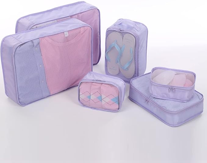 Dluxe Ave. Travel Packing Organizers with Shoe Bag/ Purple