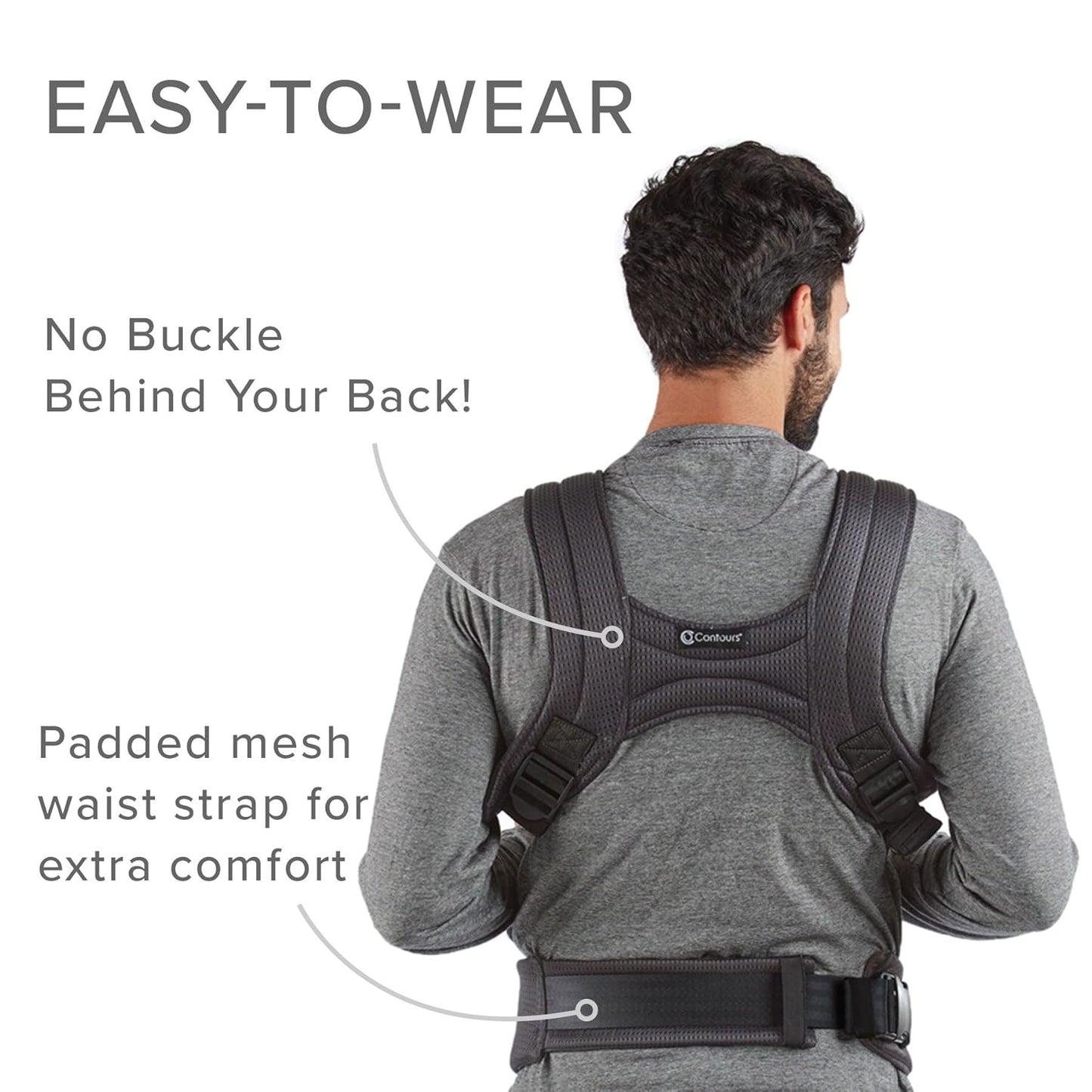 Dluxe Ave. Contours Baby Carrier Newborn to Toddler |Love 3 Position Convertible Easy-to-Use Baby Carrier with Pockets for Men and Women Newborn Front Face in and Front Face Out (8-30lbs) - Charcoal Gray
