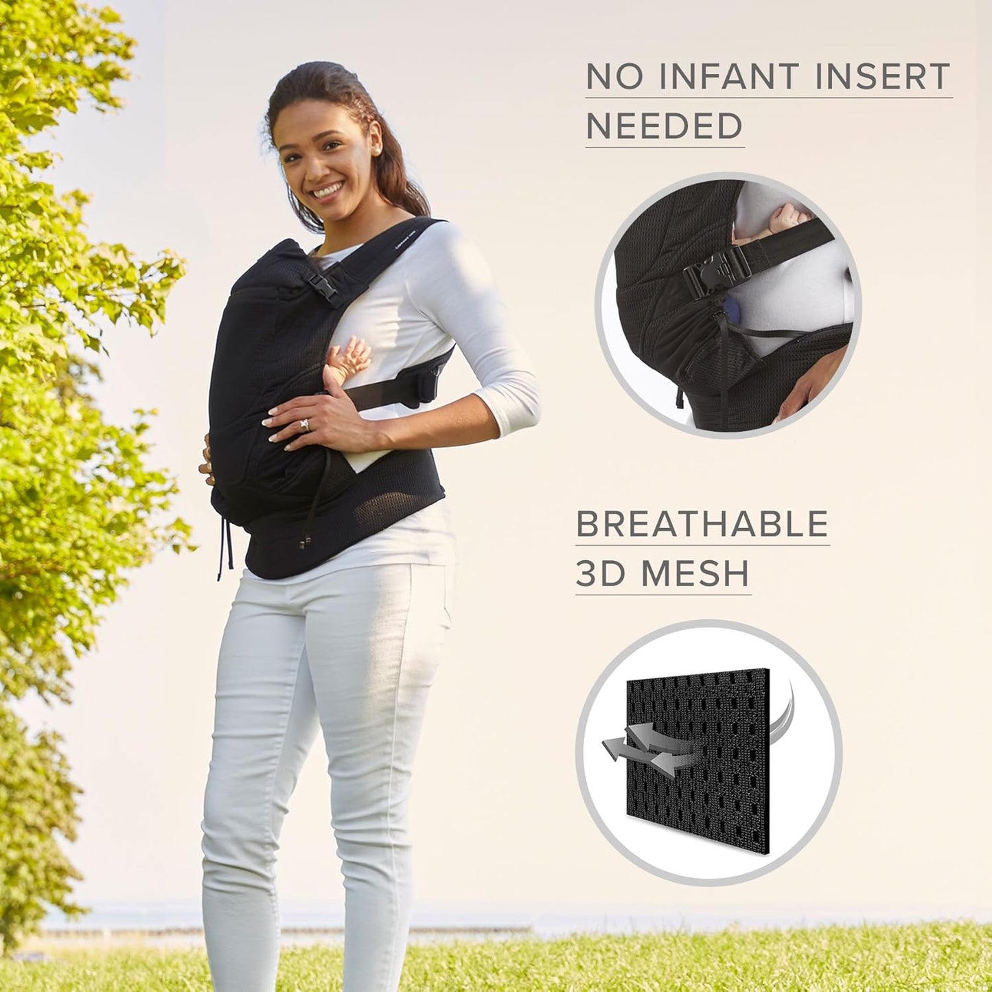 Dluxe Ave. Contours Baby Carrier Newborn to Toddler |Love 3 Position Convertible Easy-to-Use Baby Carrier with Pockets for Men and Women Newborn Front Face in and Front Face Out (8-30lbs) - Charcoal Gray