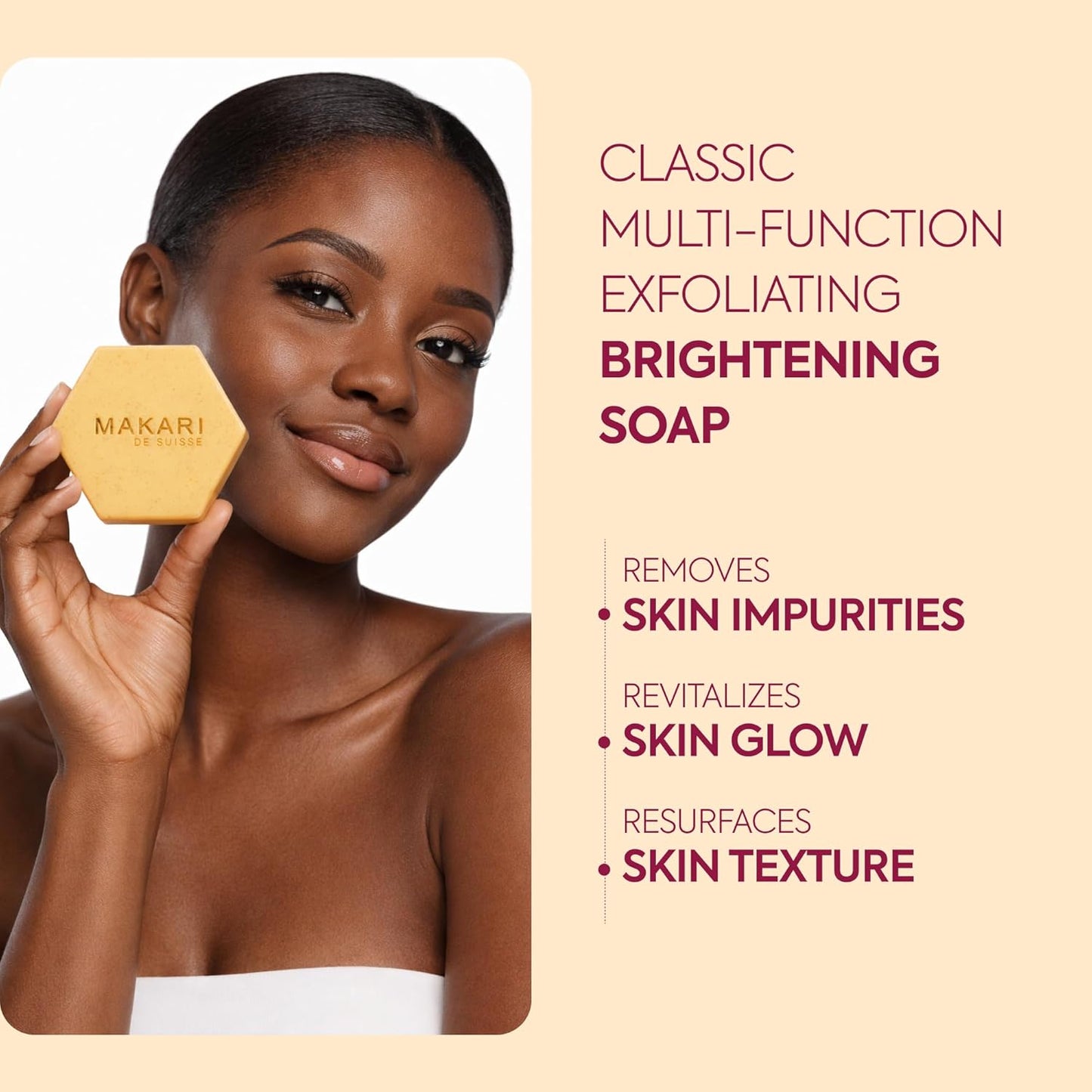 Dluxe Ave. Makari Classic Exfoliating Antiseptic Soap (7oz) | Helps Revitalize Skin | Promotes Even Skin Tone | Detoxifies and Removes Impurities | For Dry Oily Normal Maturing and Combination Skin Types