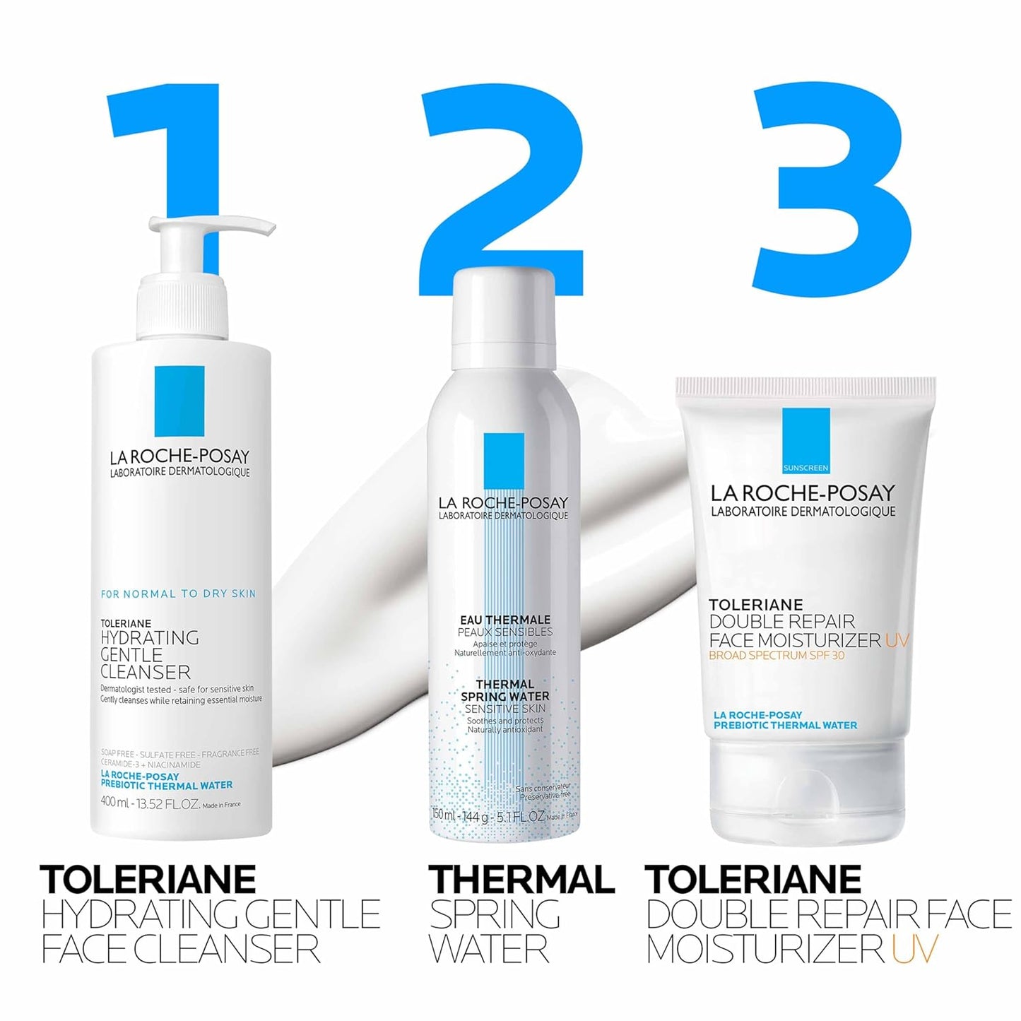 Dluxe Ave. La Roche-Posay Toleriane Double Repair UV SPF Moisturizer for Face Daily Facial Moisturizer with Sunscreen SPF 30 Niacinamide and Glycerin Oil Free Moisturizing Sun Protection