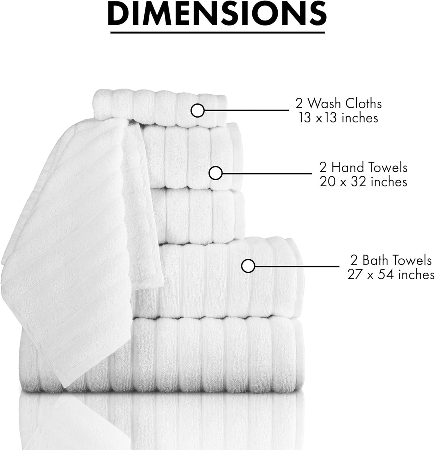 Dluxe Ave. Classic Turkish Towels CTT Luxury 6 Piece Towel Set 100% Turkish Cotton
