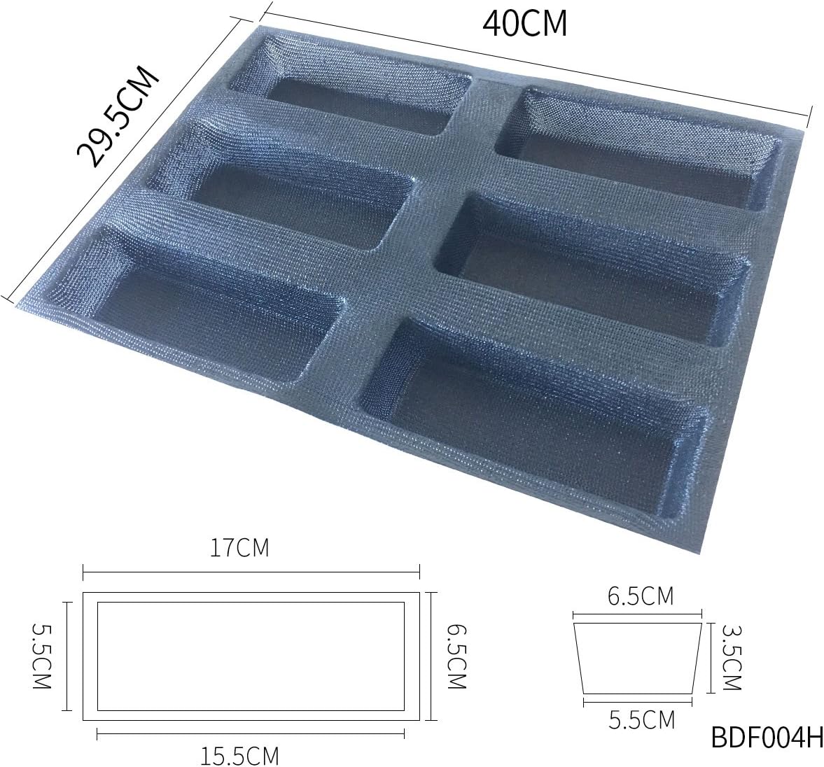 Dluxe Ave. Silicone Bread/ Non Stick Bakery Trays/ 6 Caves Rectangle Moulds