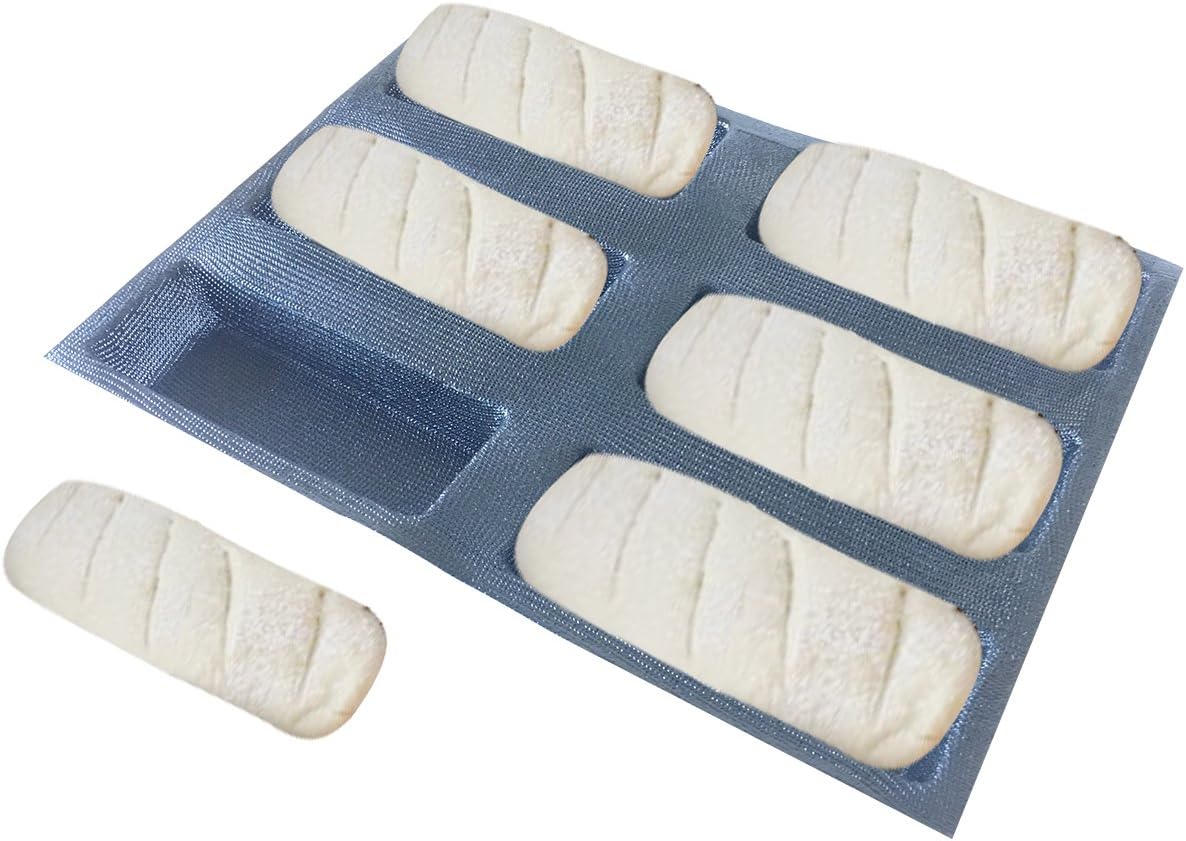 Dluxe Ave. Silicone Bread/ Non Stick Bakery Trays/ 6 Caves Rectangle Moulds