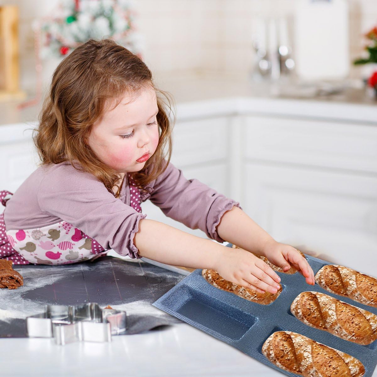 Dluxe Ave. Silicone Bread/ Non Stick Bakery Trays/ 6 Caves Rectangle Moulds