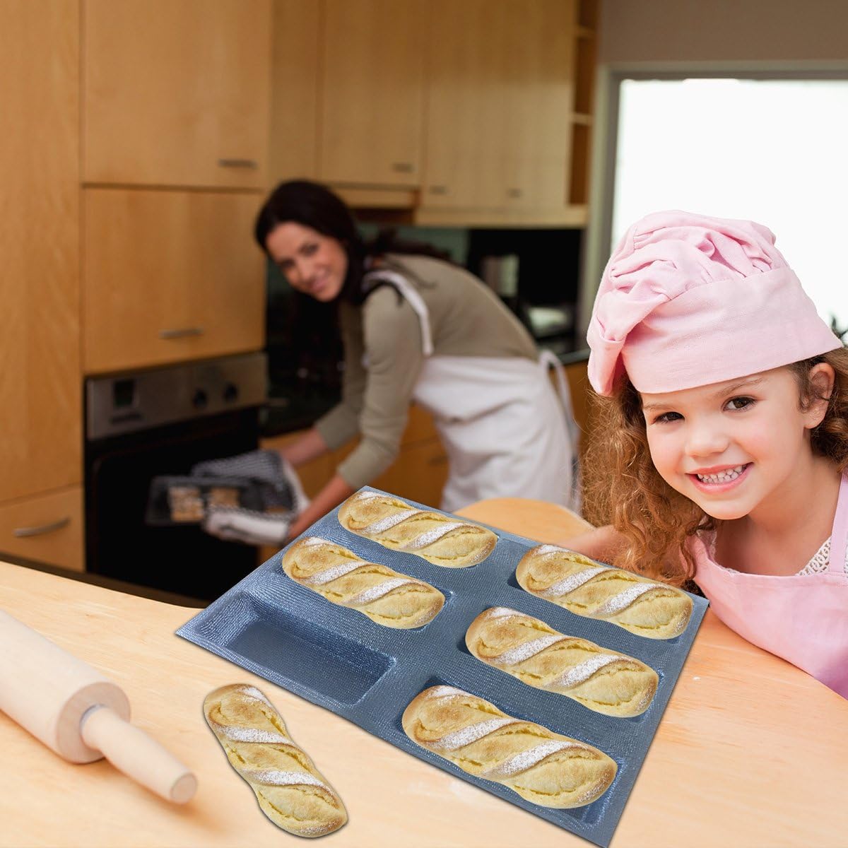 Dluxe Ave. Silicone Bread/ Non Stick Bakery Trays/ 6 Caves Rectangle Moulds