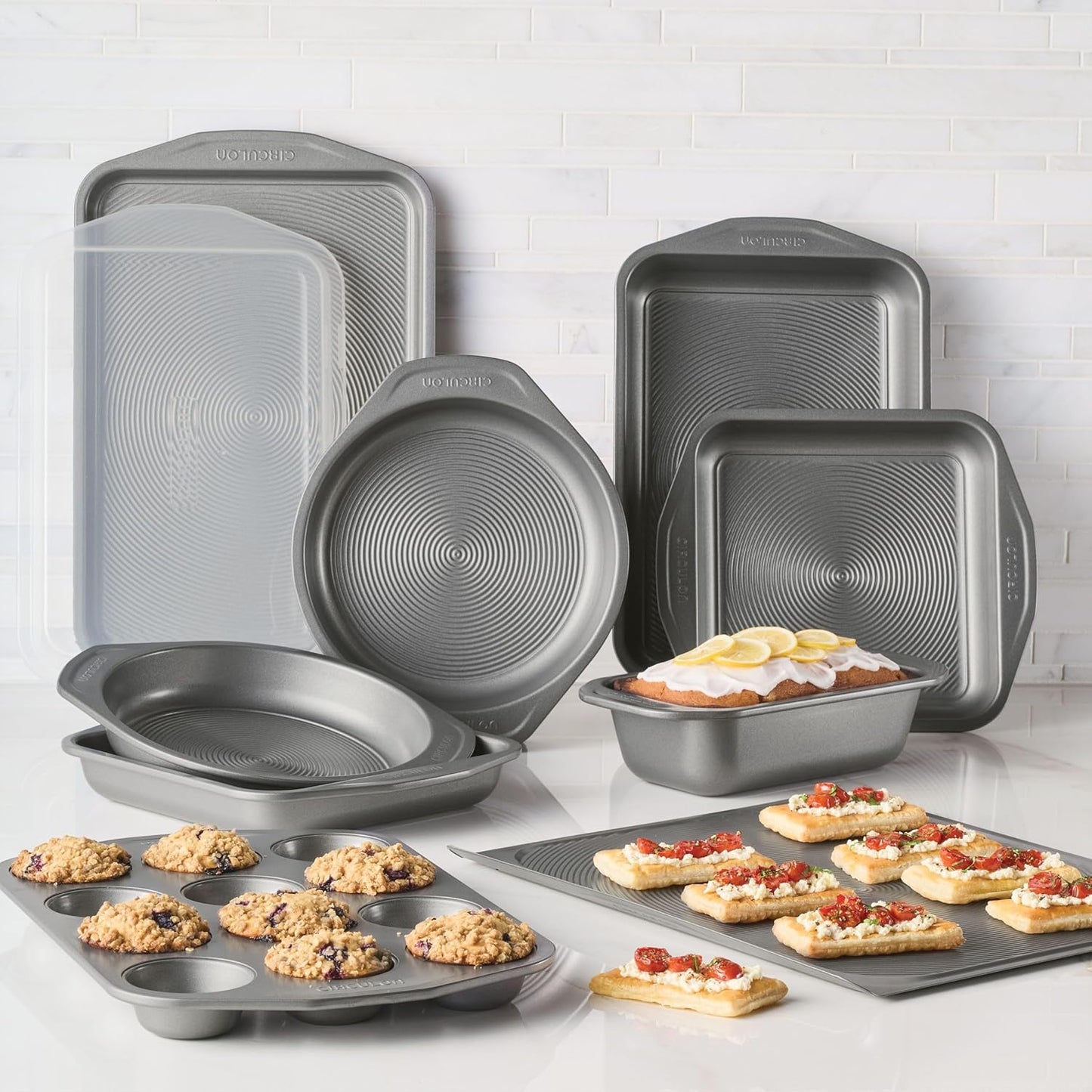 Dluxe Ave. Nonstick Bakeware Set with Nonstick Cookie Sheet /10 Piece (Gray)