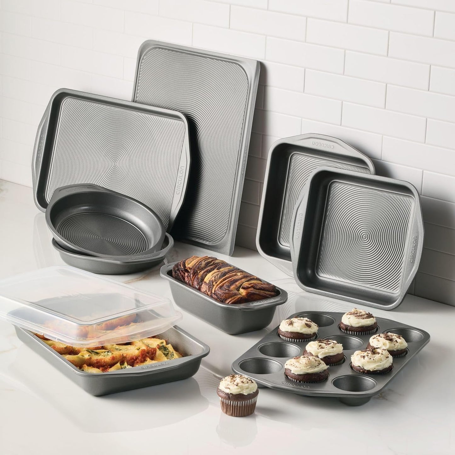 Dluxe Ave. Nonstick Bakeware Set with Nonstick Cookie Sheet /10 Piece (Gray)