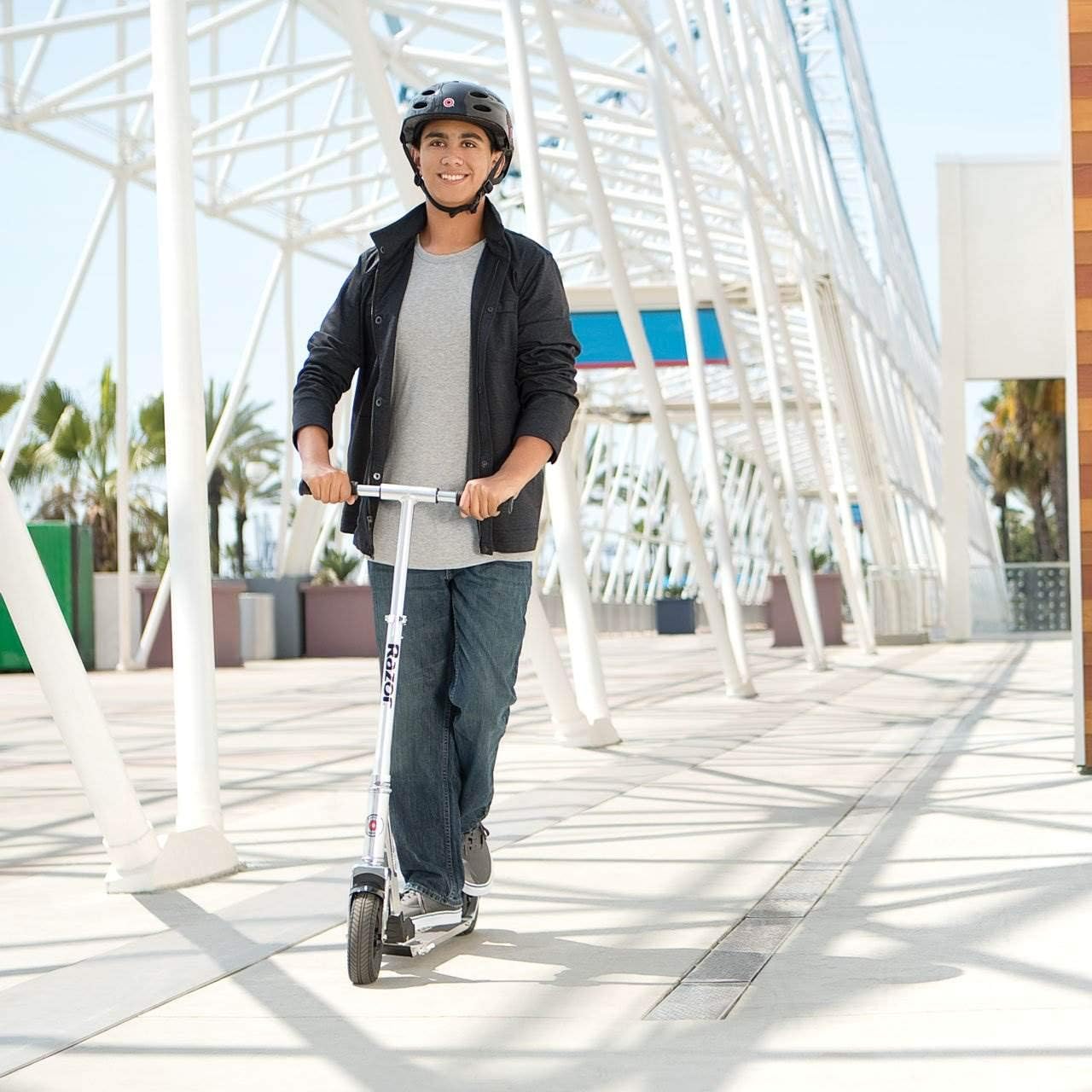 Dluxe Ave. A5 Air Kick Scooter, strong aluminum frame, anti-rattle handlebars and folding system- Silver