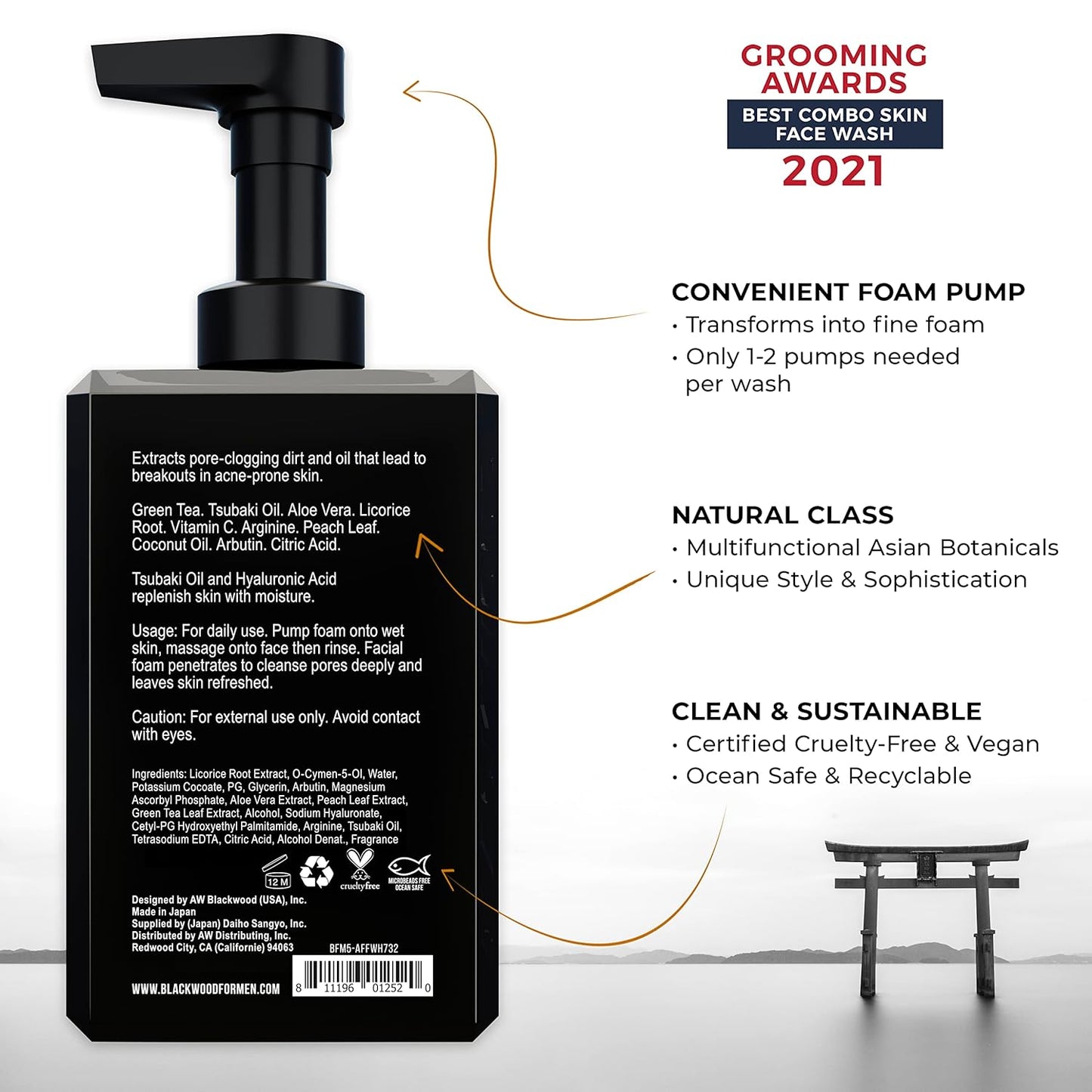 Dluxe Ave. Blackwood For Men X-Punge Foaming Face Wash Paraben Free Sulfate Free & Cruelty Free (7.32 oz)