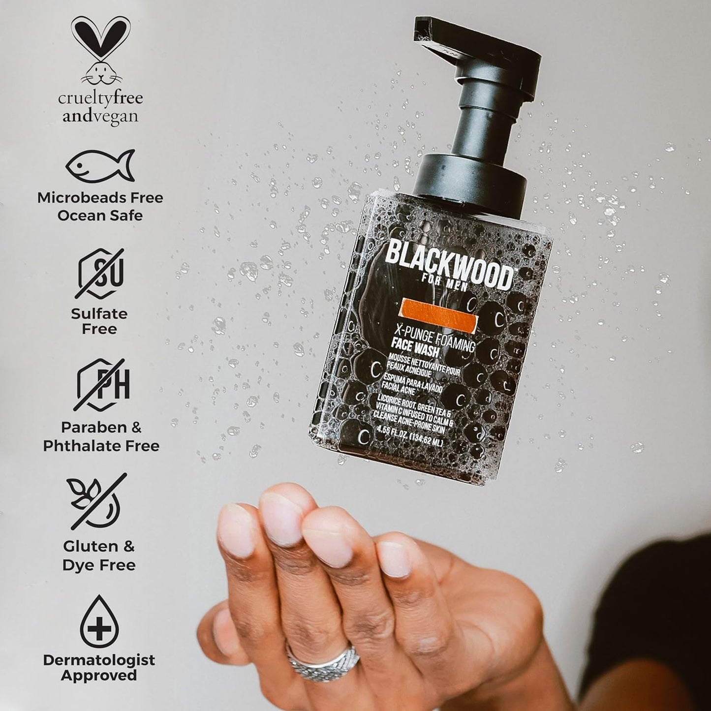 Dluxe Ave. Blackwood For Men X-Punge Foaming Face Wash Paraben Free Sulfate Free & Cruelty Free (7.32 oz)
