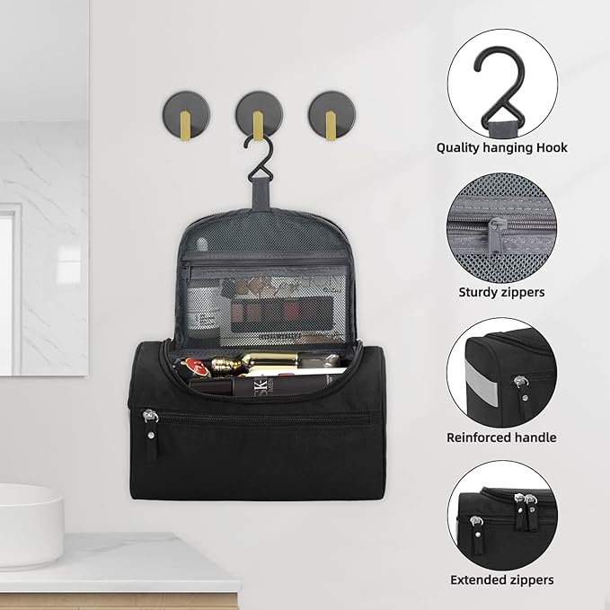 Dluxe Ave. Travel Toiletry Bag for Men and Women/ Hanging Organizer/ Black