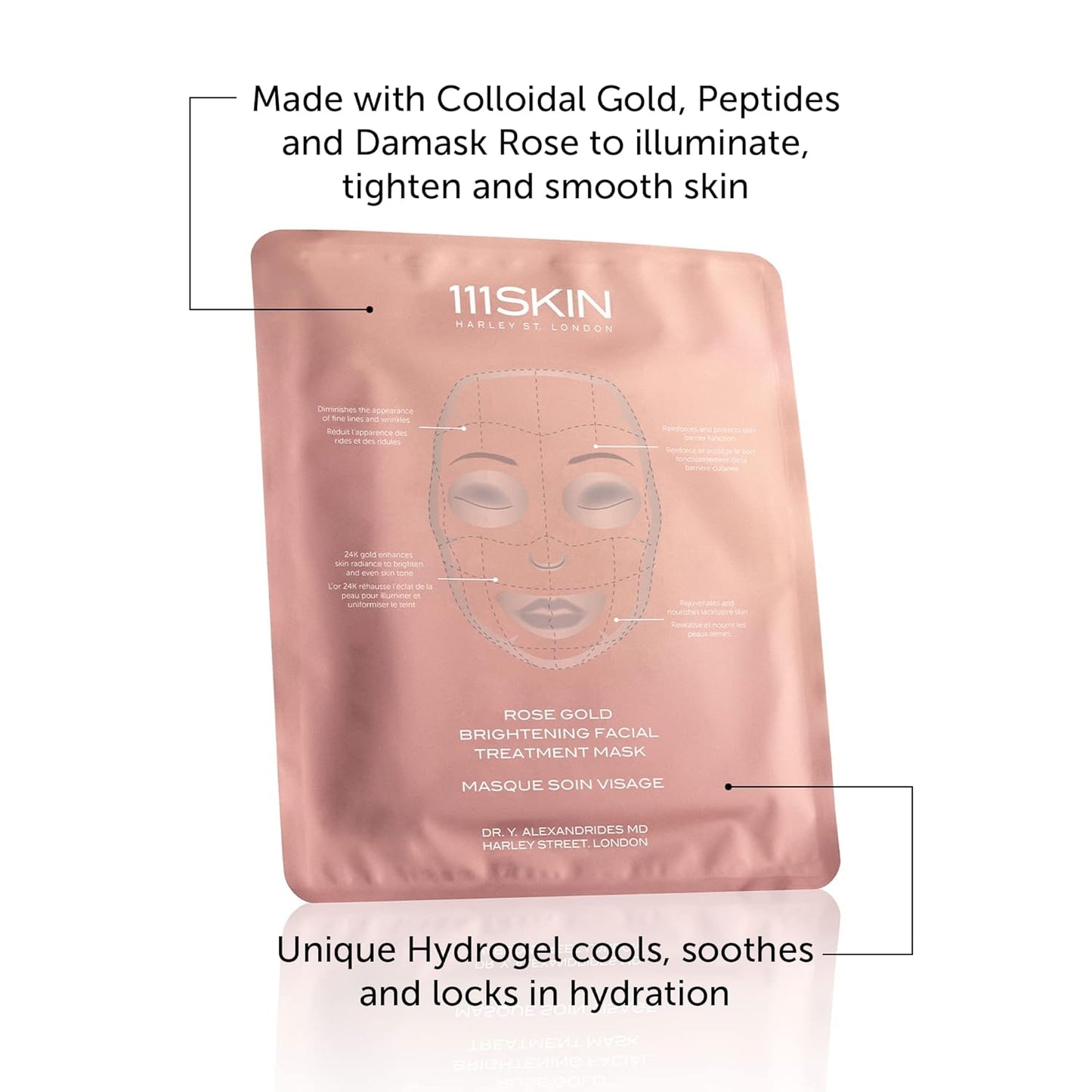 Dluxe Ave. 111SKIN Rose Gold Brightening Facial Treatment Mask | Fragrance Free | The Ultimate Pre-Event Mask | For Hydration & Radiance | Set of 5 (1.01 oz each)