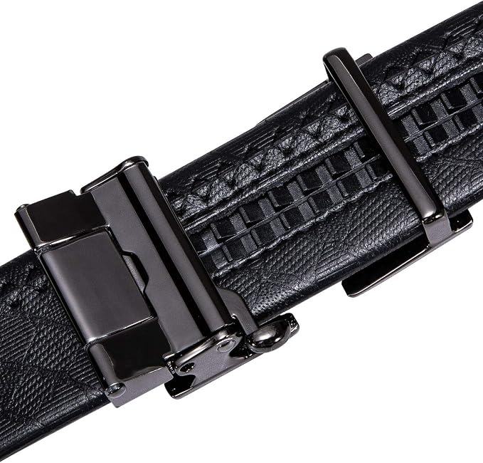 Dluxe Ave.  Mens 3 Buckles Genuine Leather Slide Strap/ Replacement 35mm