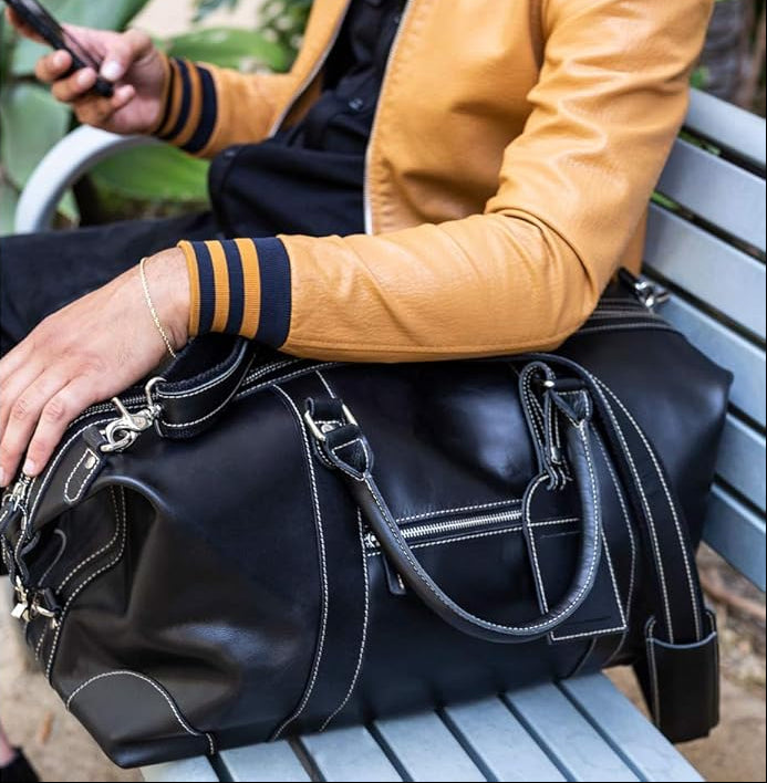 Dluxe Ave.  21 inch Genuine Leather Travel Duffle Bag