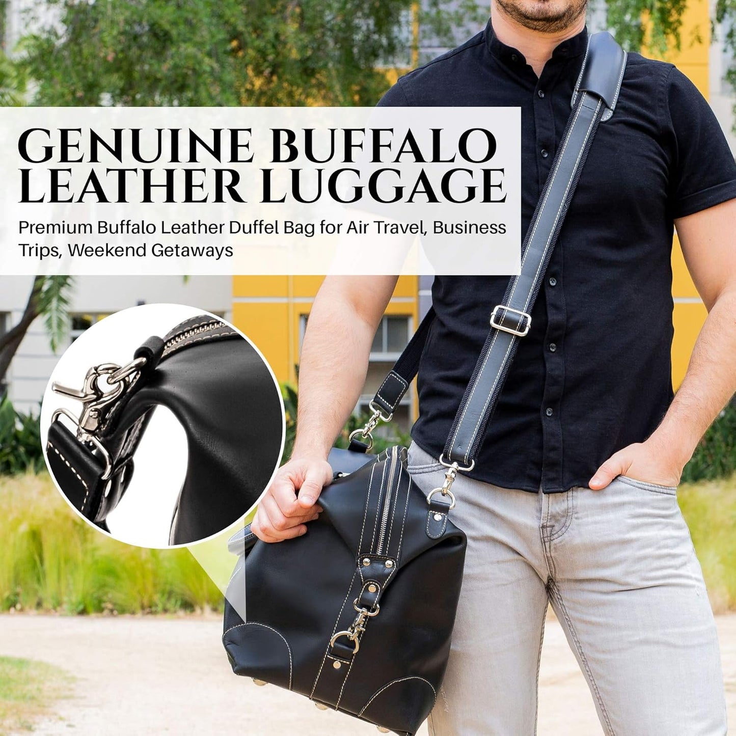 Dluxe Ave.  21 inch Genuine Leather Travel Duffle Bag