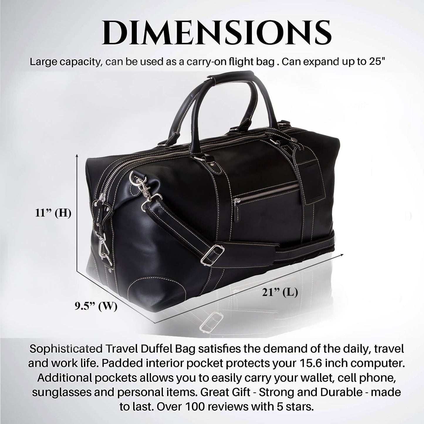 Dluxe Ave.  21 inch Genuine Leather Travel Duffle Bag
