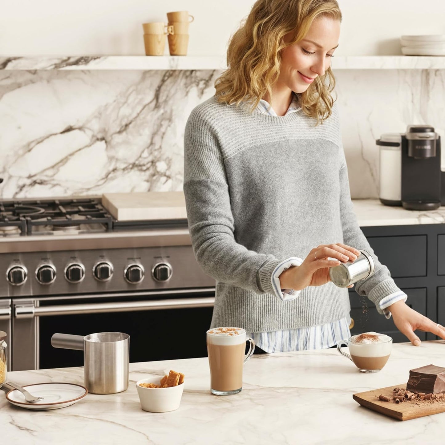 Dluxe Ave. Single Serve Coffee Latte and Cappuccino Maker/ Dark Charcoal