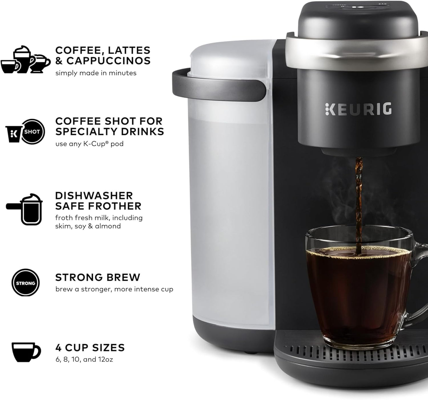 Dluxe Ave. Single Serve Coffee Latte and Cappuccino Maker/ Dark Charcoal