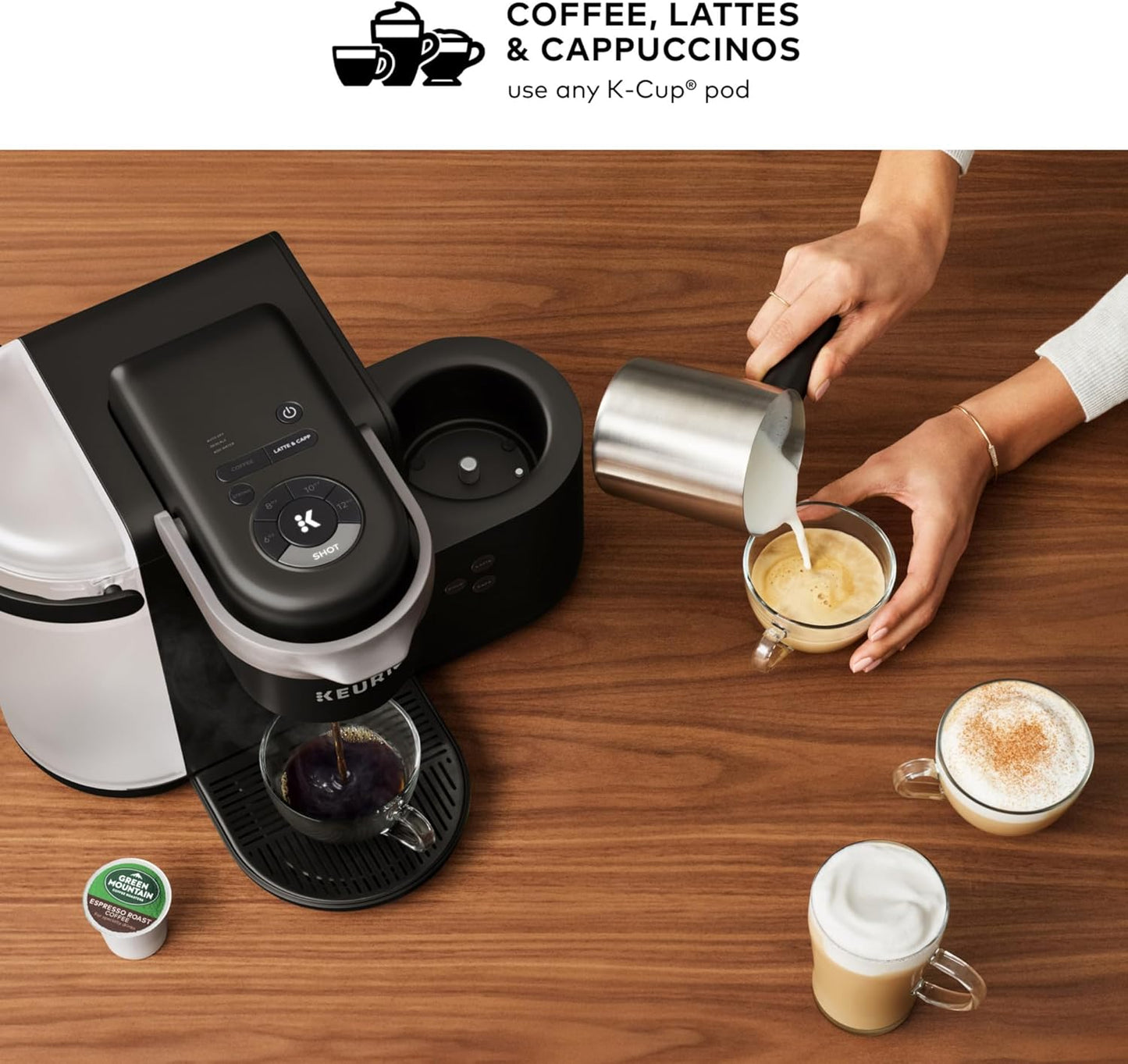 Dluxe Ave. Single Serve Coffee Latte and Cappuccino Maker/ Dark Charcoal