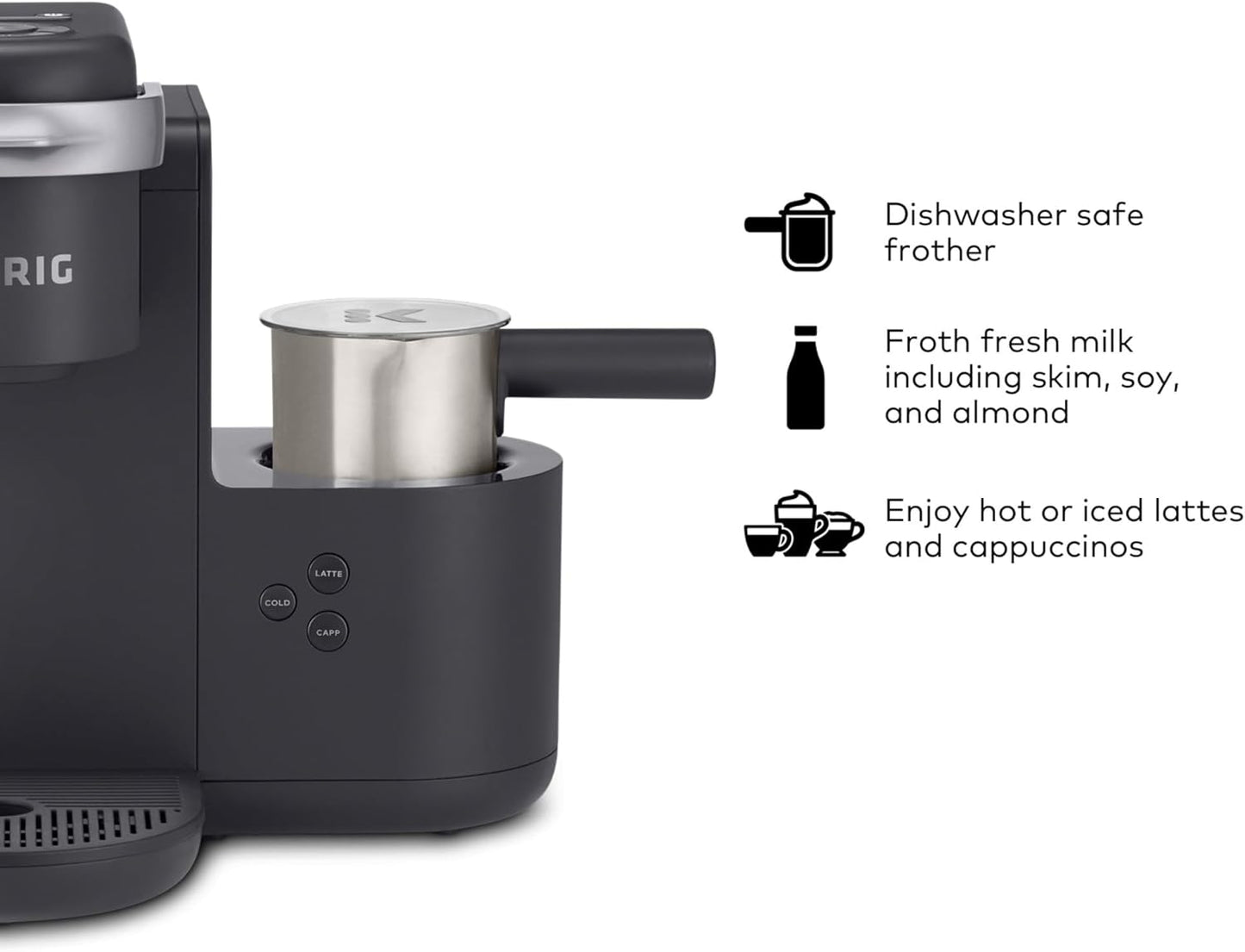 Dluxe Ave. Single Serve Coffee Latte and Cappuccino Maker/ Dark Charcoal